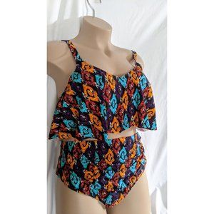 K Jordan Sz 3x Swimsuit High-Rise bottom Two pc Bikini padded bra